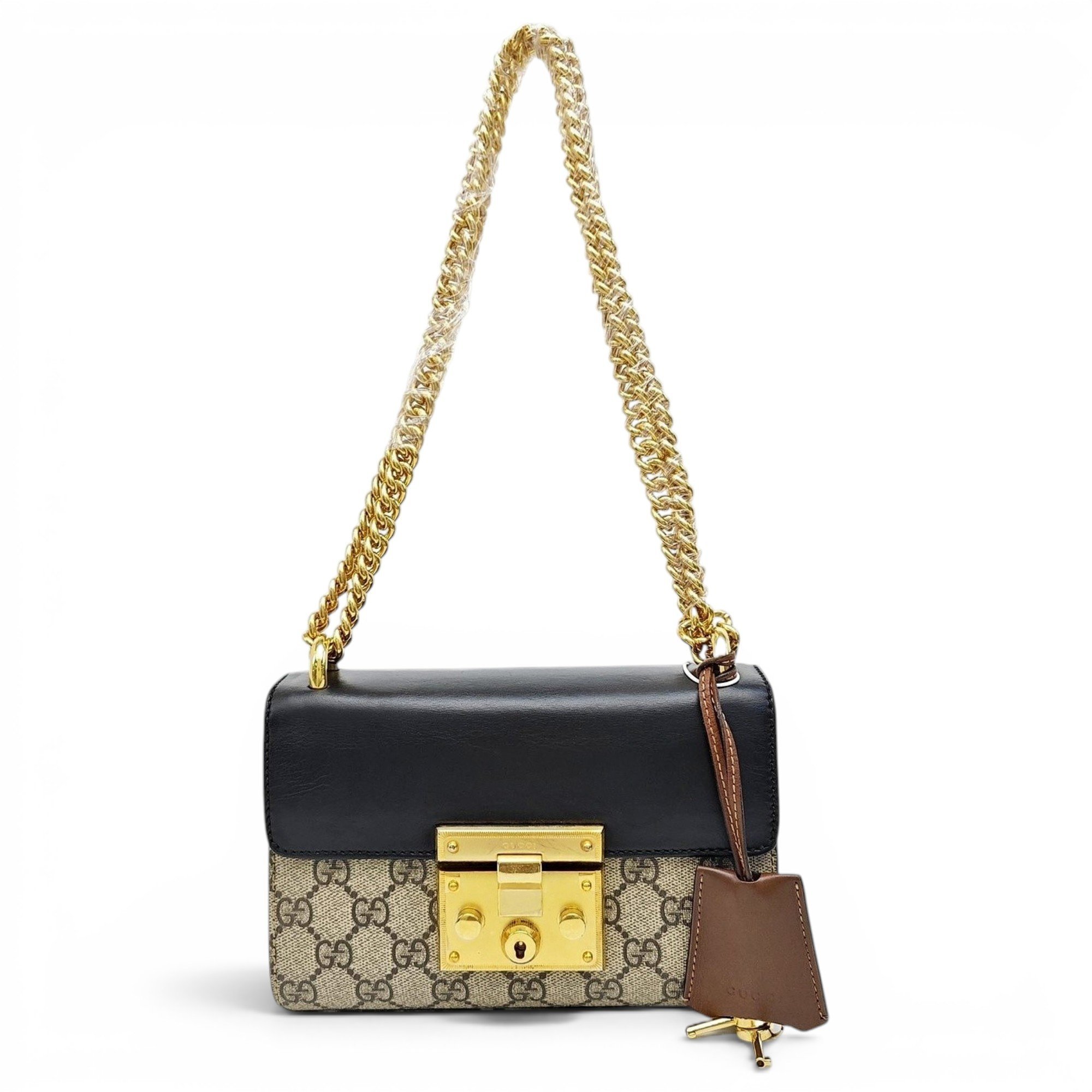 Padlock leather handbag