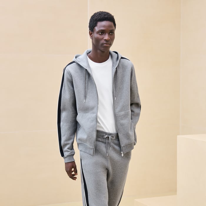 Gris "Run H" Zipped Hooded Sweater