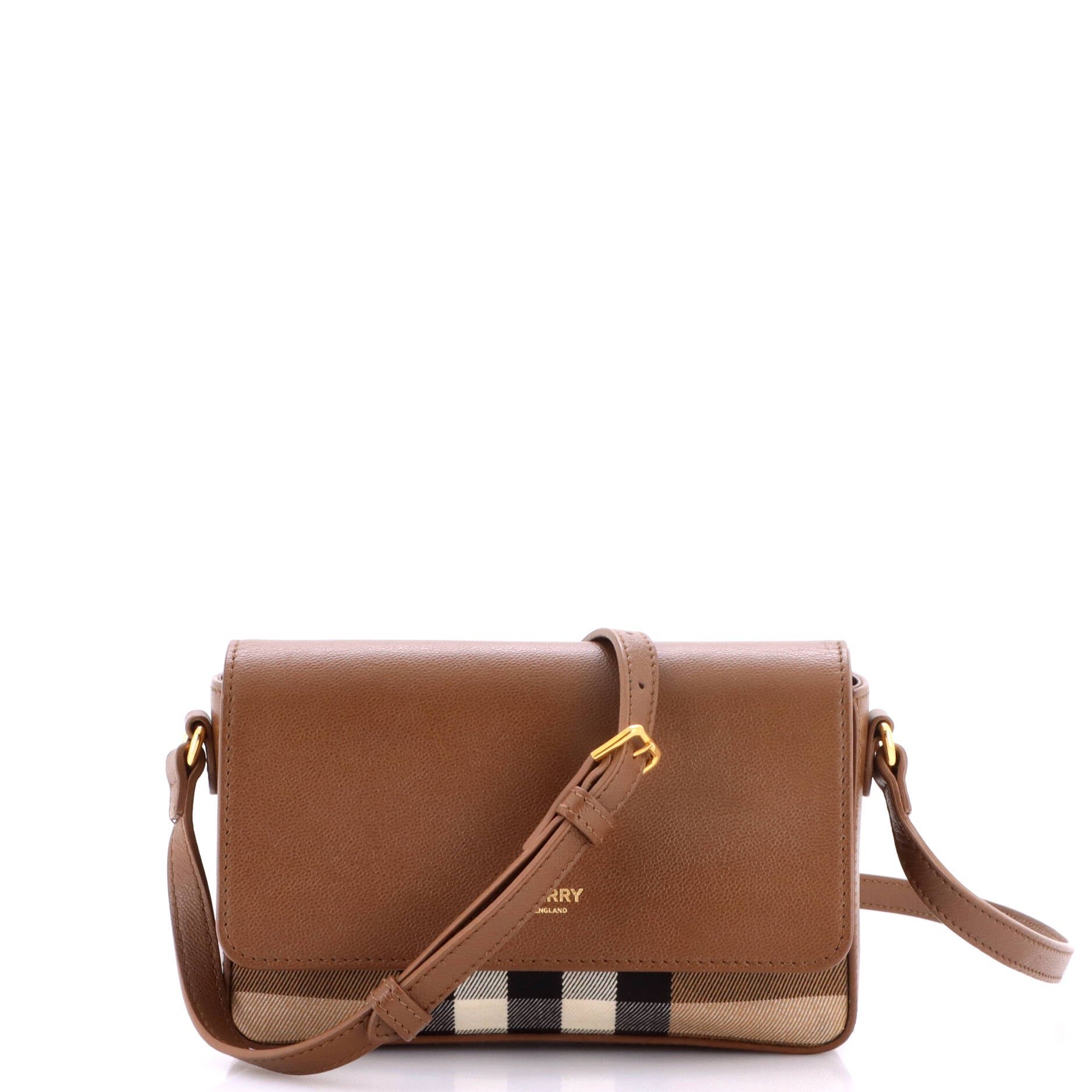 New Hampshire Shoulder Bag House Check Canvas and Leather Small