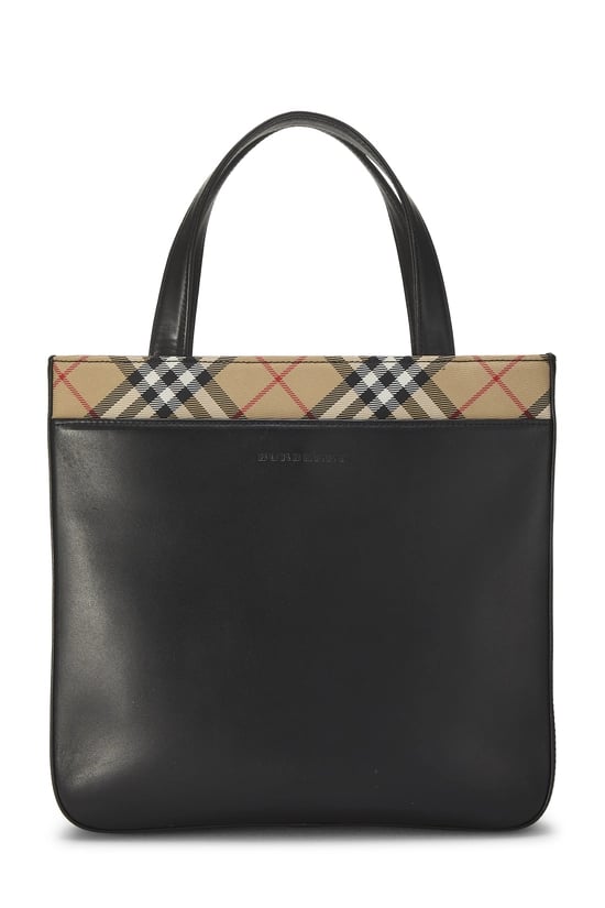 Burberry Black Leather Check Handbag Small