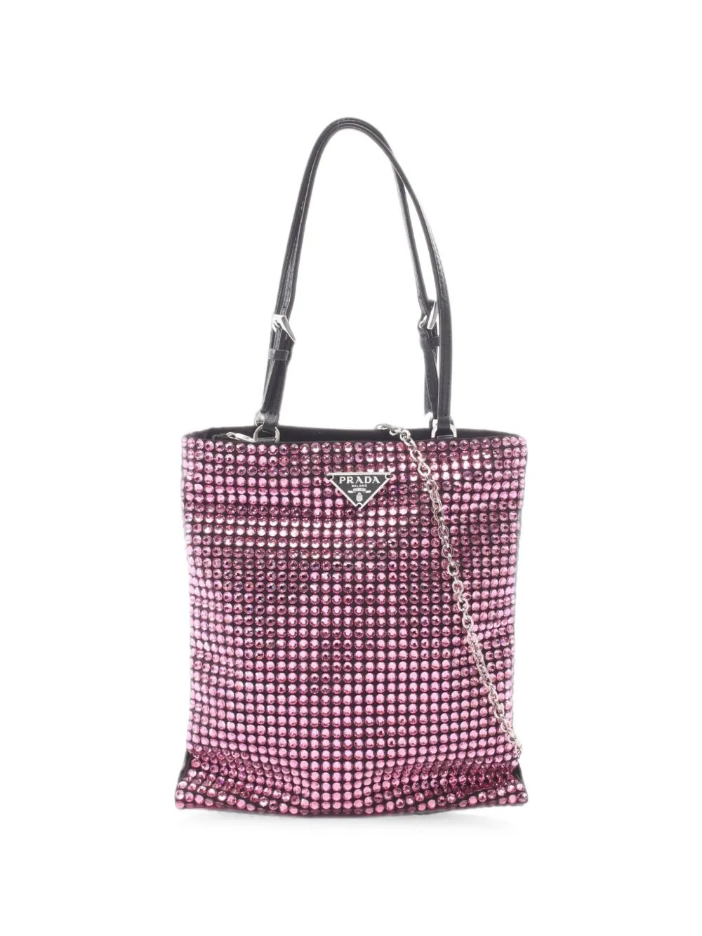 2010s triangle logo crystal handbag