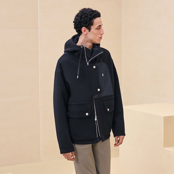Marine Zipped Hooded Jacket
