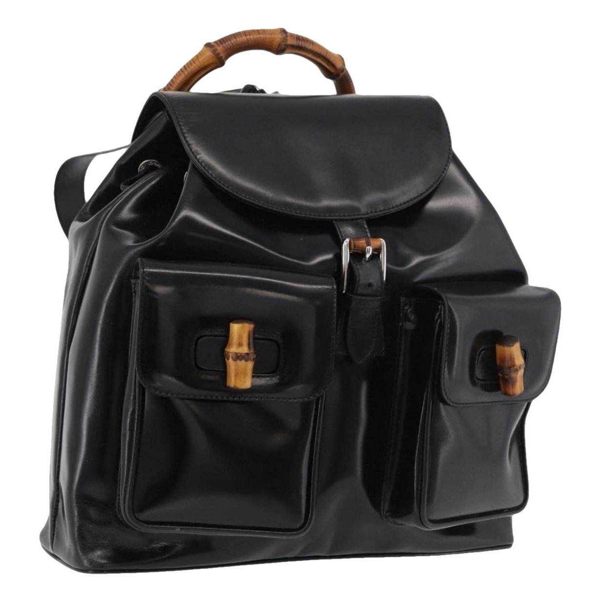Patent leather backpack