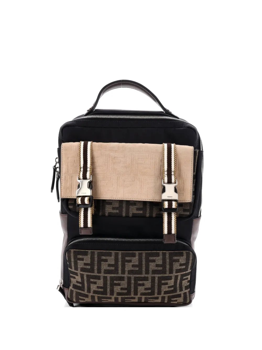 Multi Pocket Nylon with Zucca Canvas and Leather Medium backpack