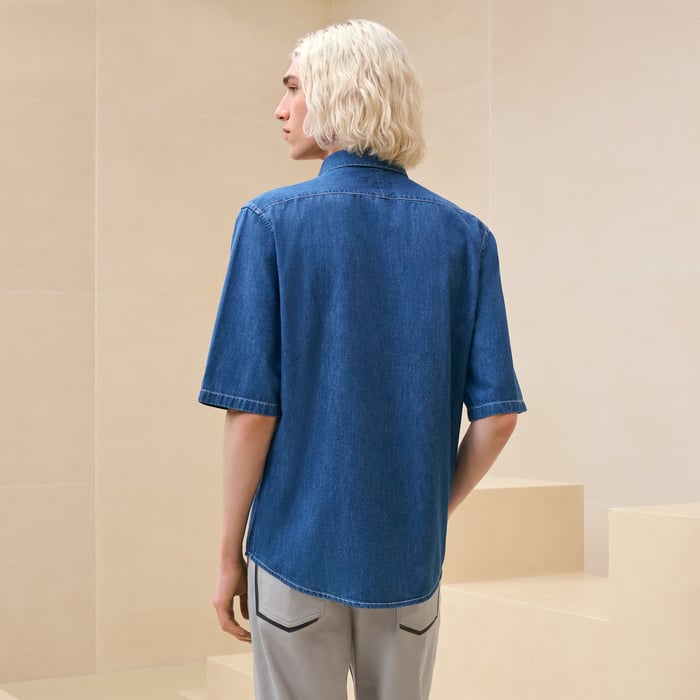 Indigo Lavé Camisa De Corte Deportivo "Poche À Cheval"