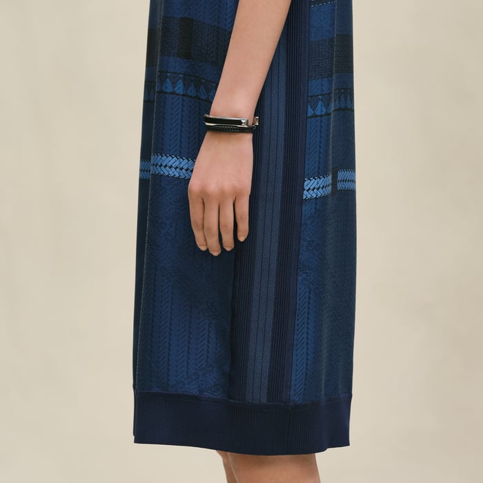 Bleu Encre "Dressage Tressage" Long-sleeve Twillaine Sweater Dress