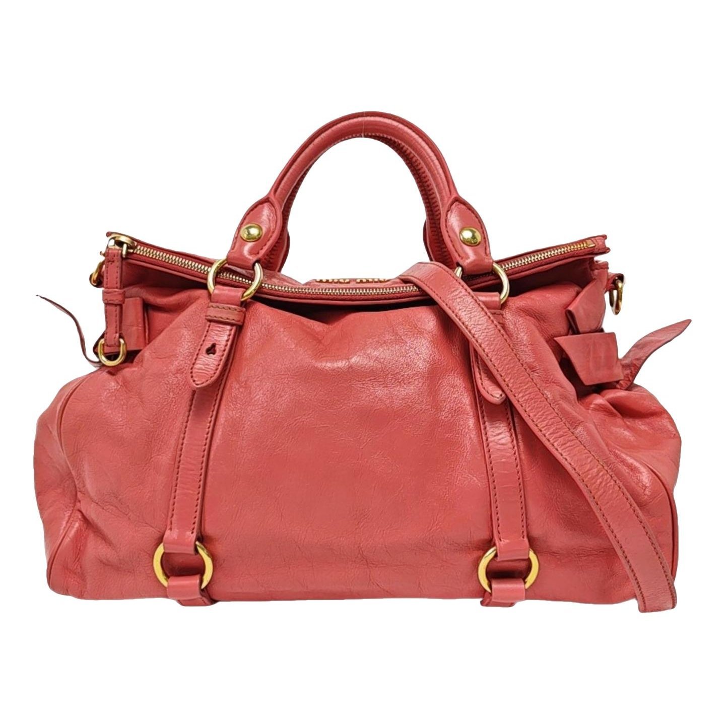 Bow bag leather handbag