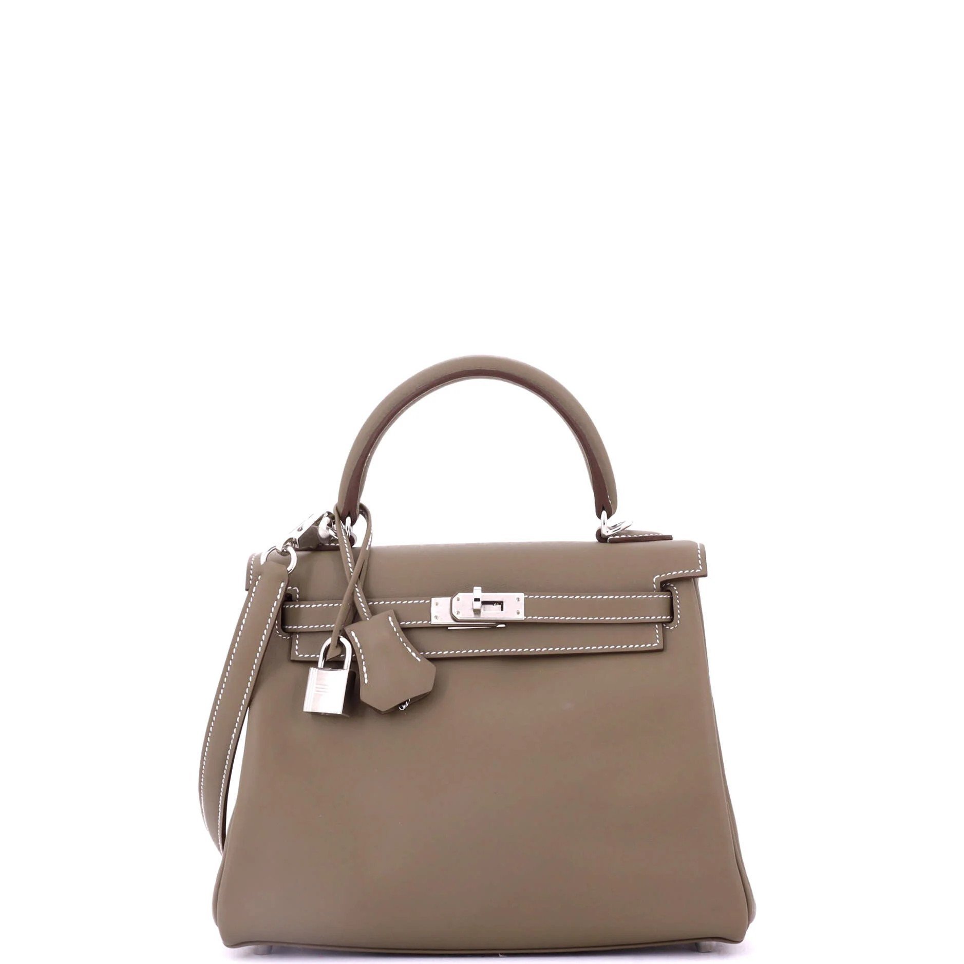 Hermes Kelly 25 Handbag Etoupe Swift Leather 2024