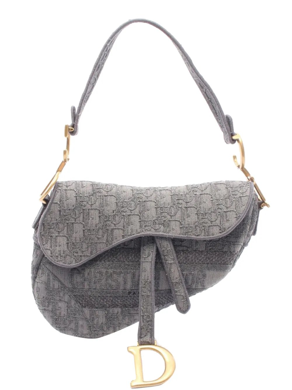 2000-2026 Oblique Denim Embroidered Saddle Bag shoulder bag