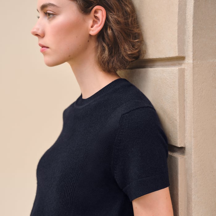 Bleu Noir Cashmere Short-sleeve Sweater