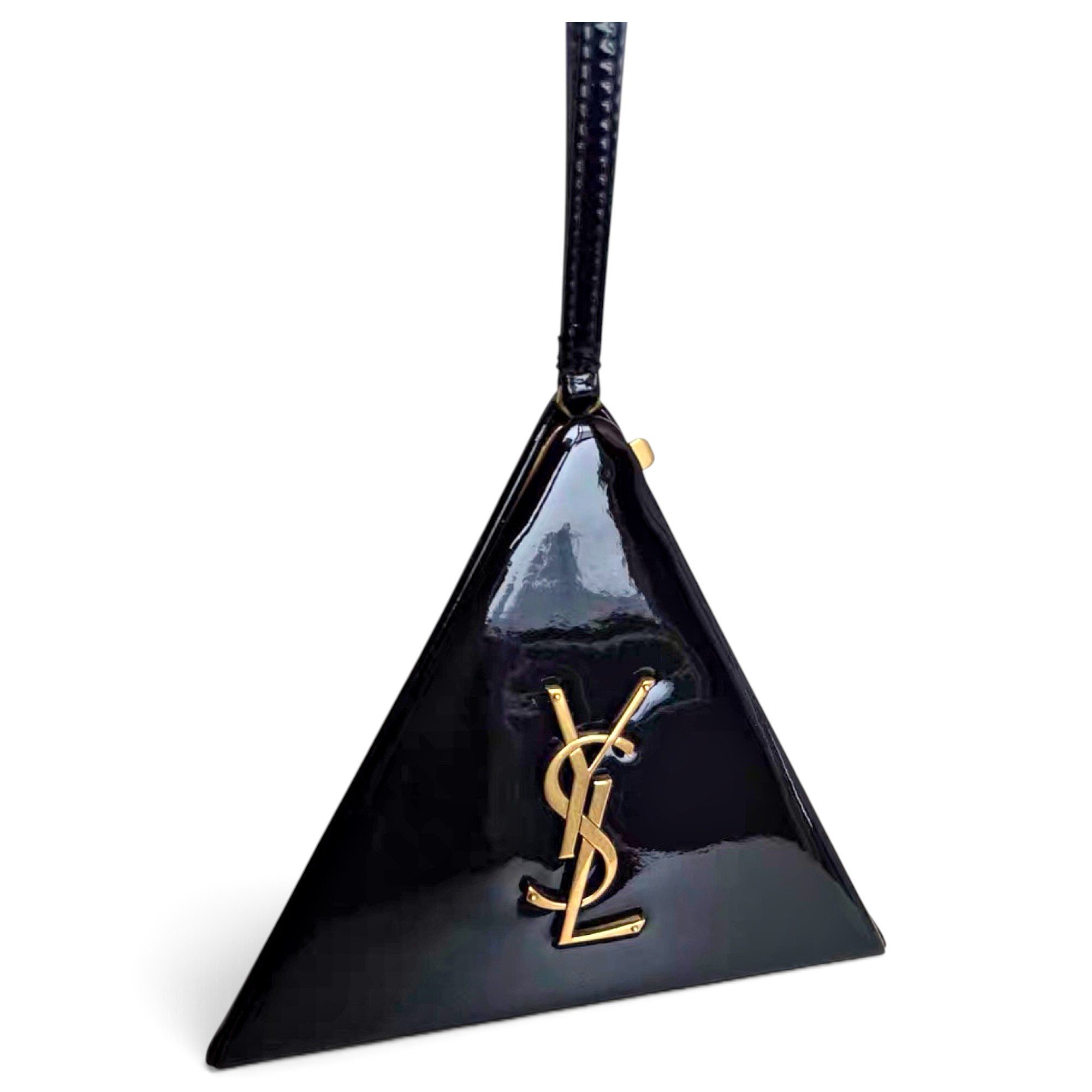 Pyramid Box patent leather handbag
