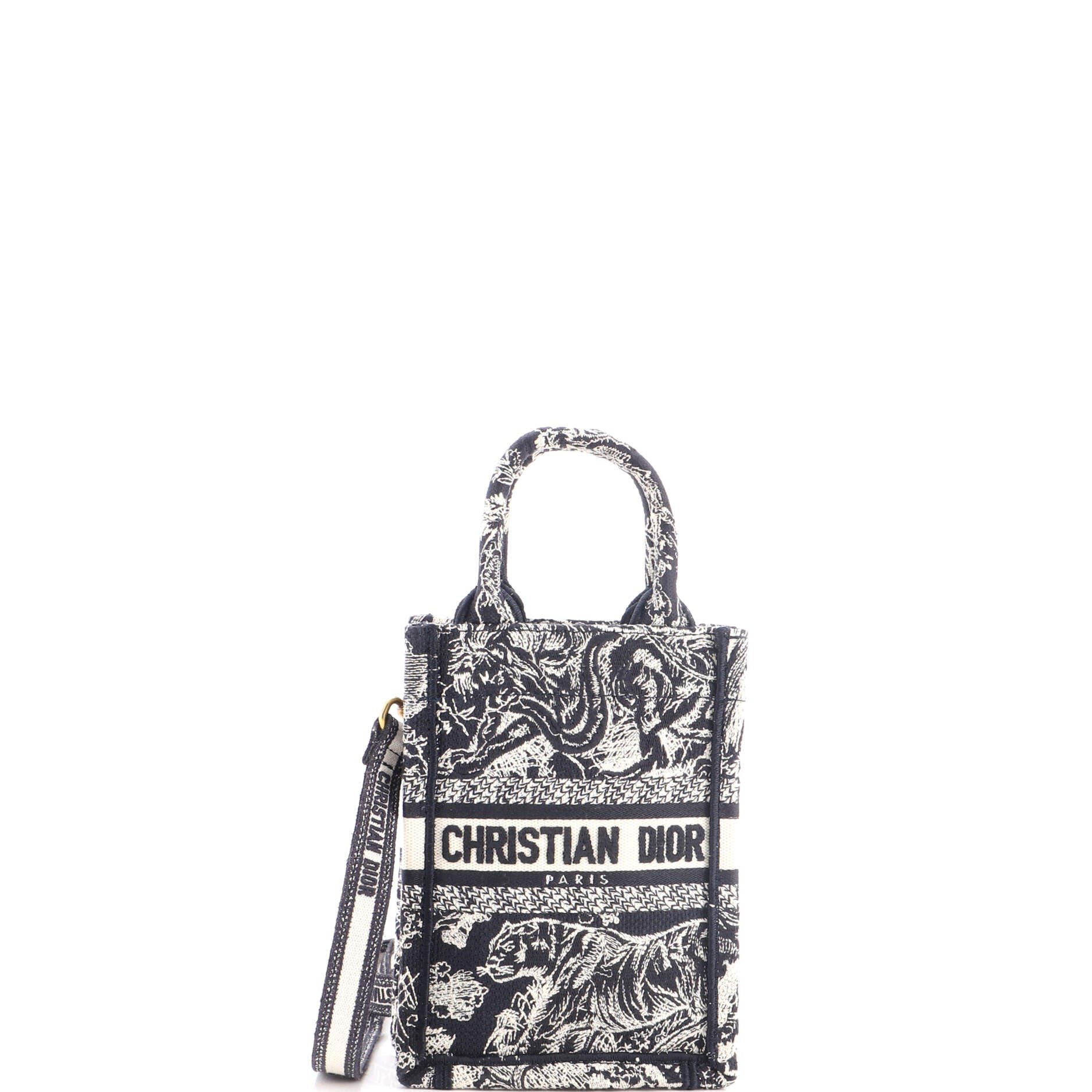 Book Tote Phone Bag Embroidered Canvas Mini