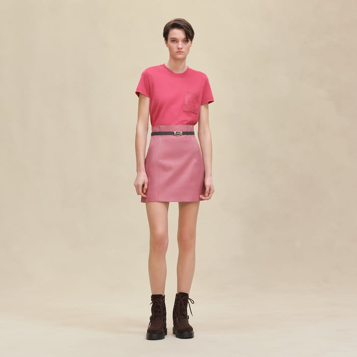 Rose Framboise Embroidered Pocket T-shirt