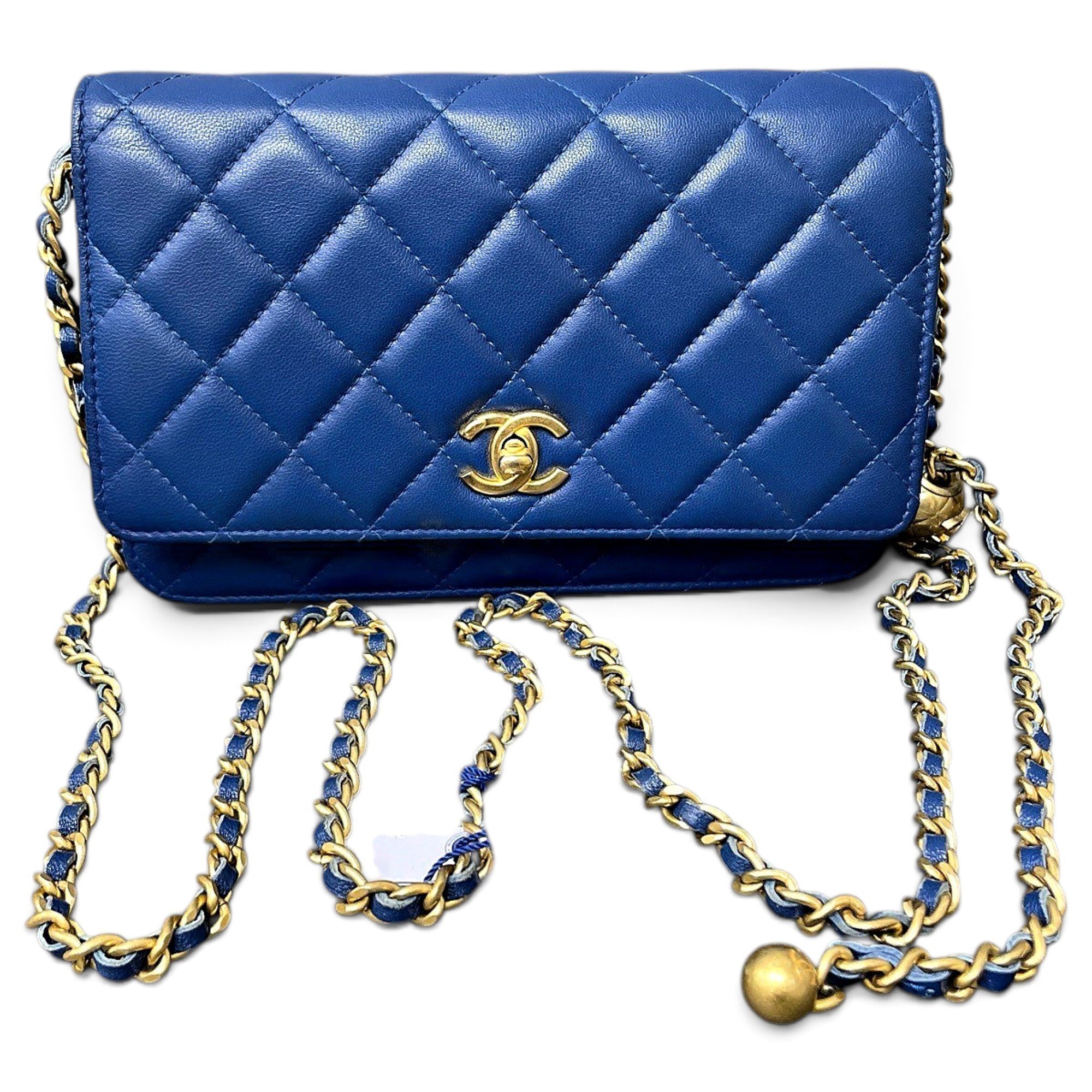 Trendy CC Wallet on Chain leather handbag