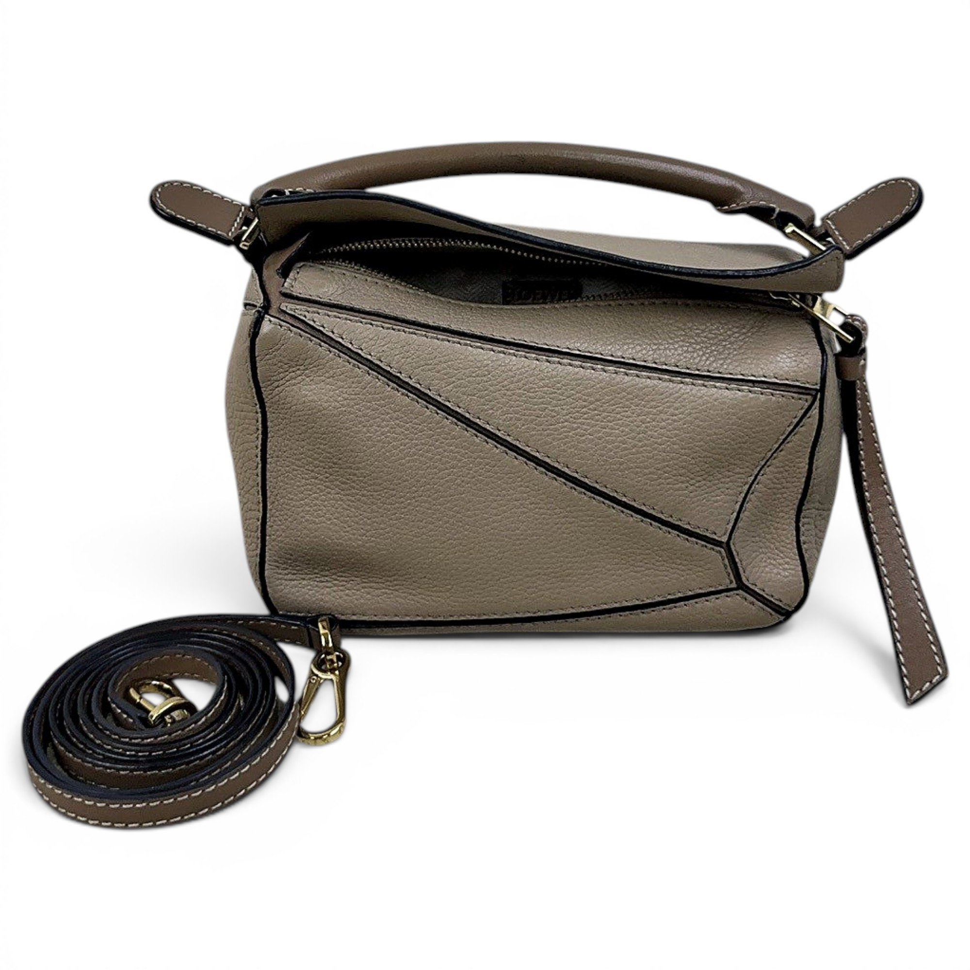 Puzzle leather handbag
