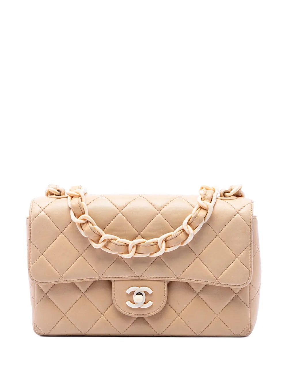 1997-1999 CC Quilted Lambskin Resin Chain Single Flap shoulder bag