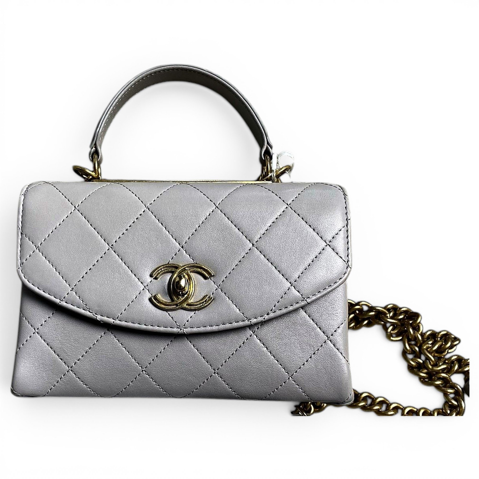 Trendy CC Top Handle leather handbag