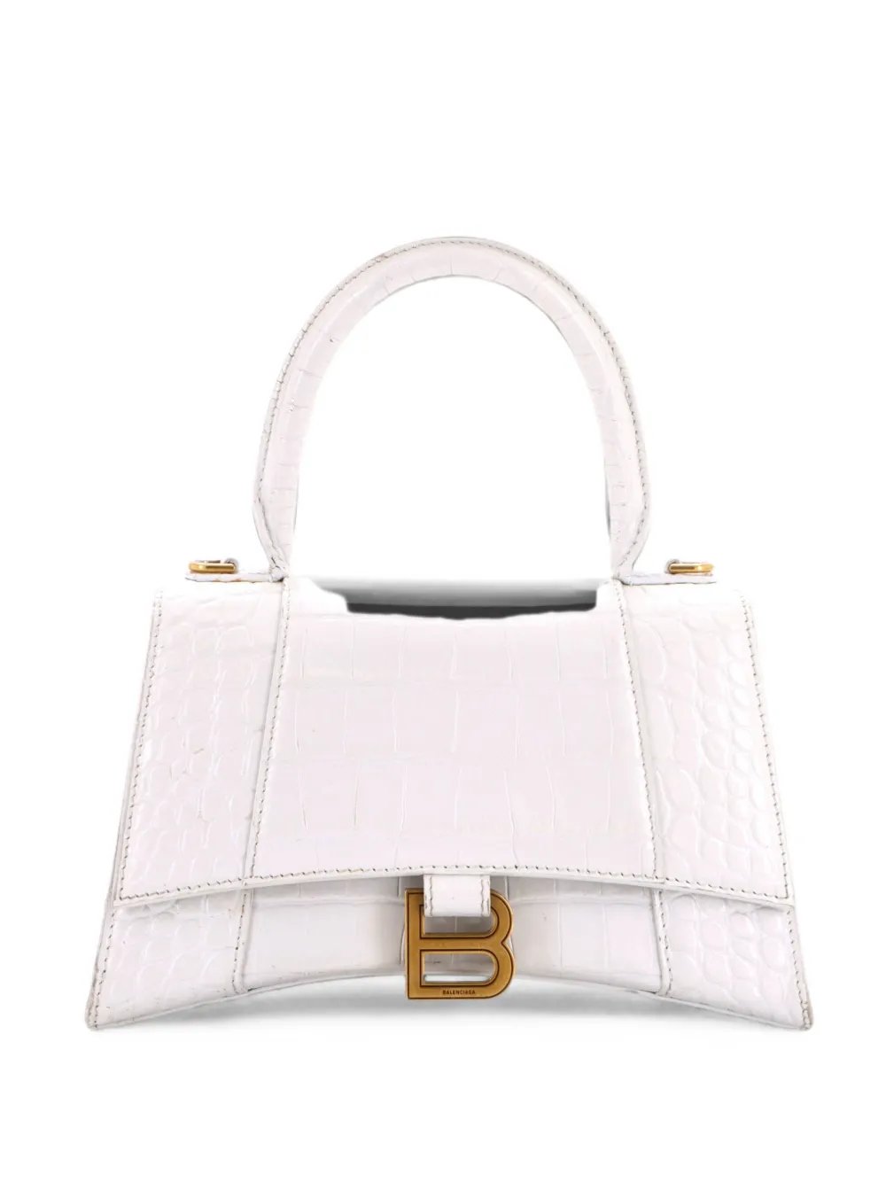 Hourglass Top Handle Bag Crocodile Embossed Leather Small crossbody bag