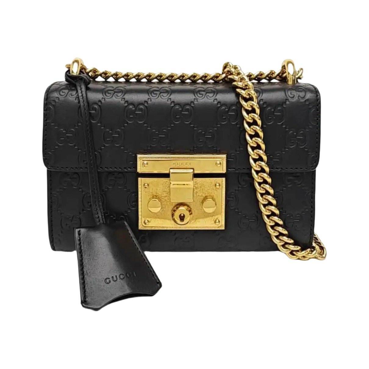 Padlock leather handbag