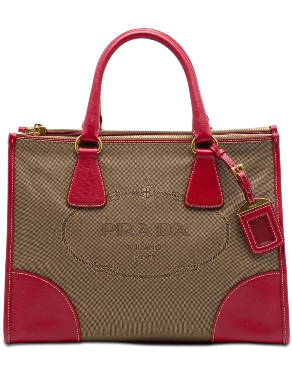 2000-2013 Saffiano Trimmed Canvas Canapa Logo Double Zip satchel