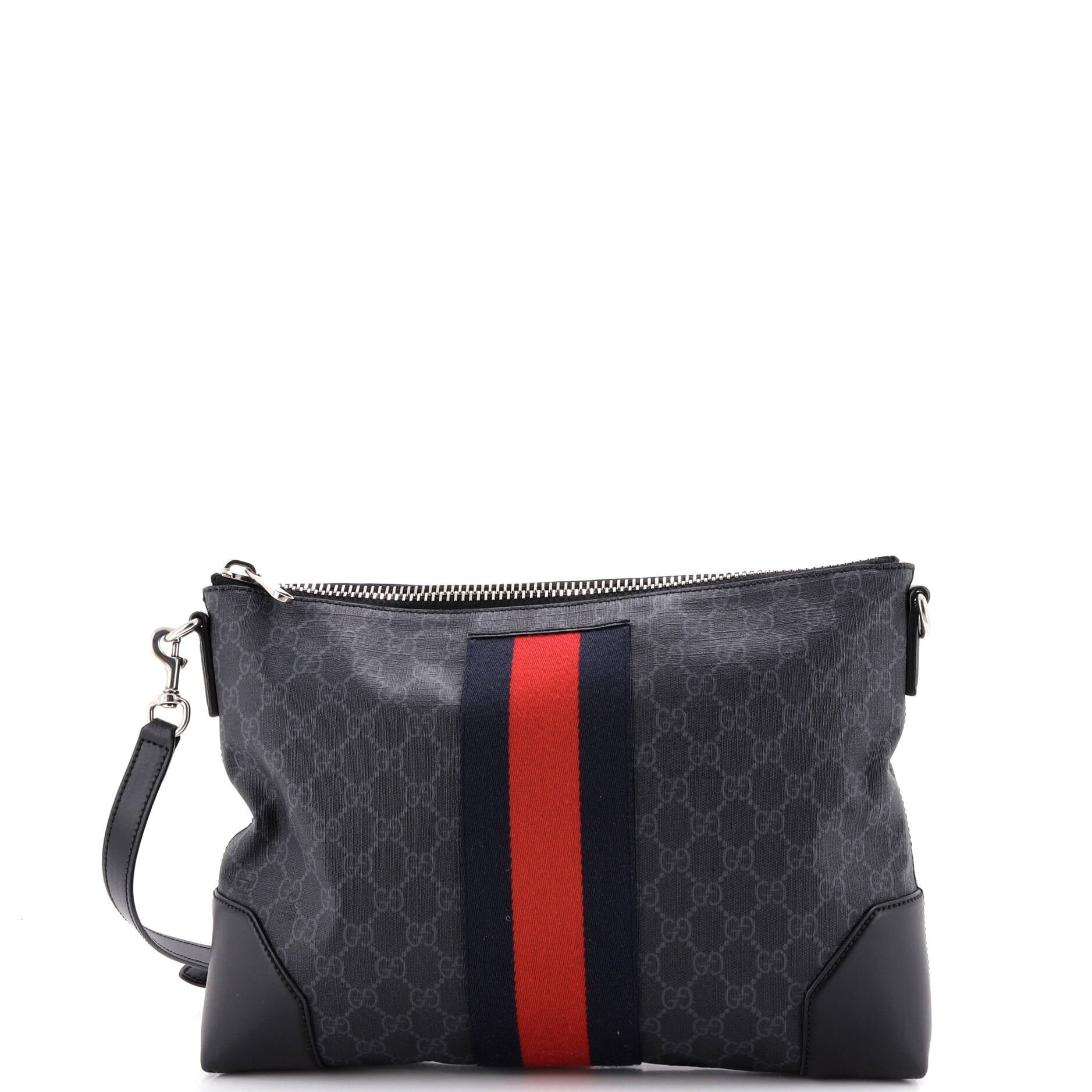 Web Zip Flat Messenger GG Coated Canvas Medium