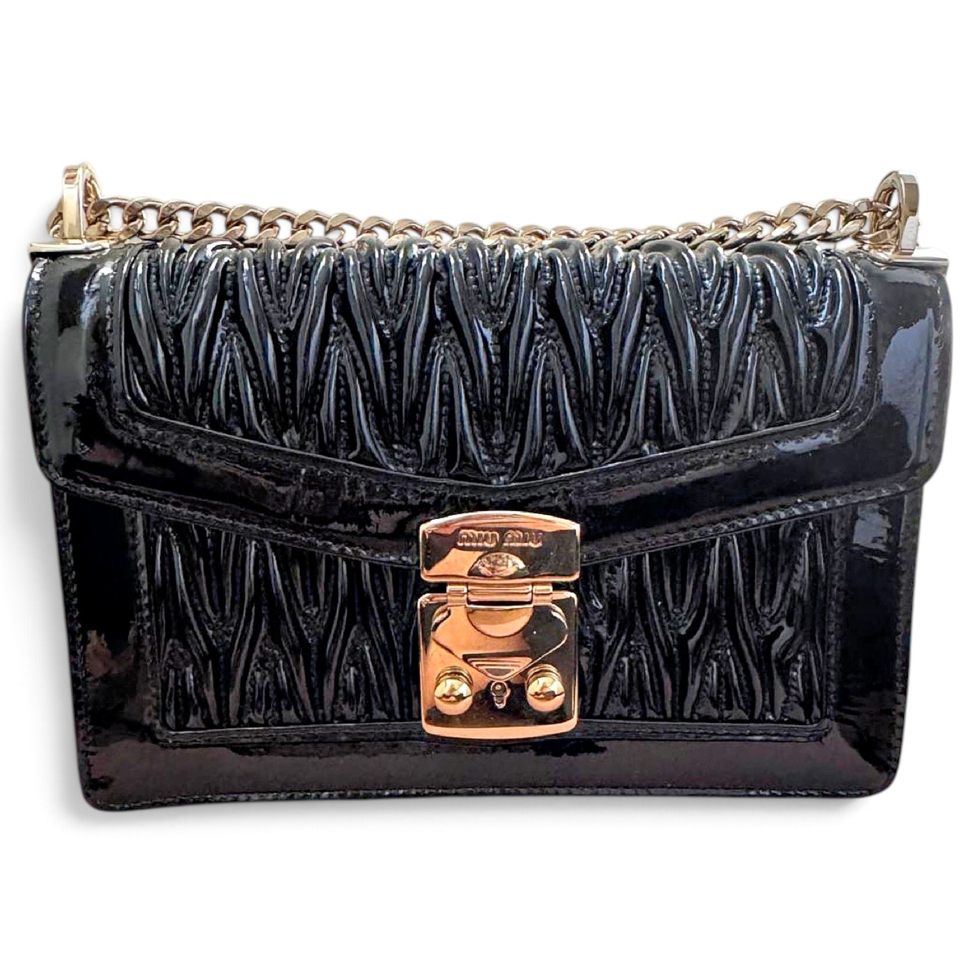 Miu Confidential patent leather handbag