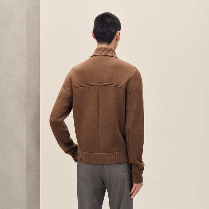 Caramel "Devant Cuir" Buttoned Jacket