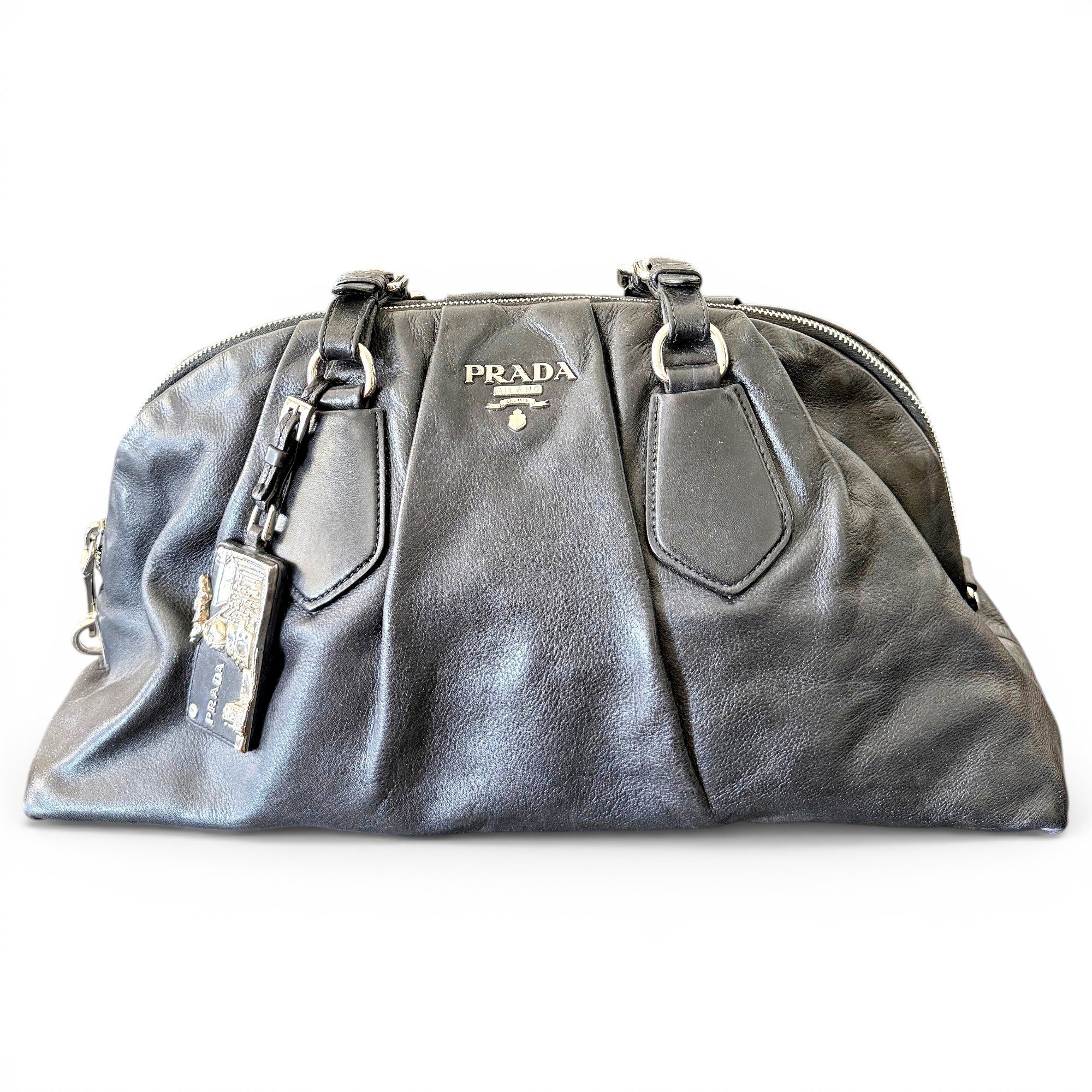 Bowling leather handbag