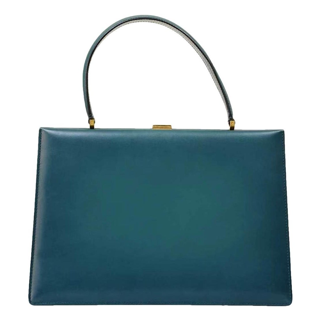 Clasp leather handbag