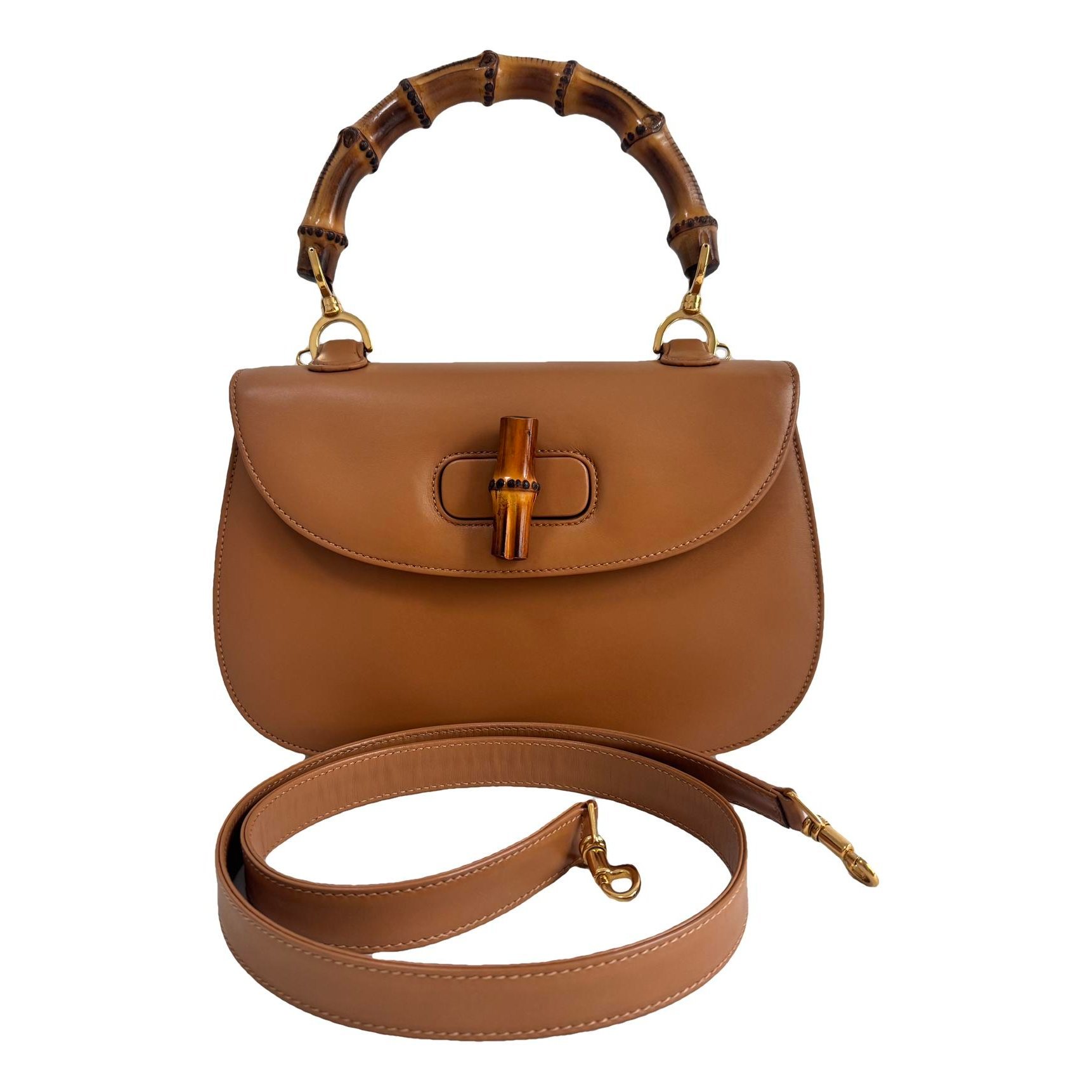 Convertible Bamboo Top Handle leather handbag