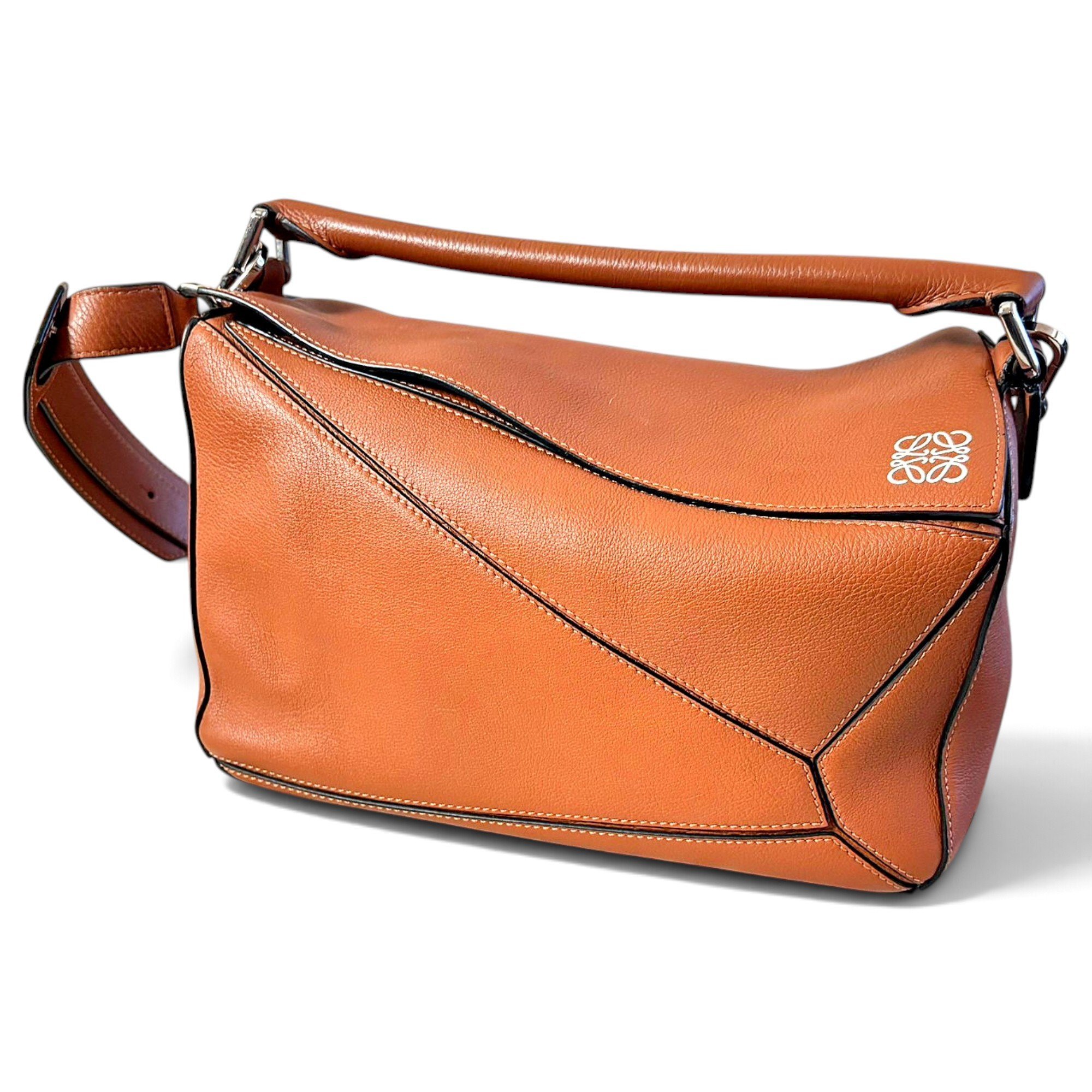 Puzzle leather handbag