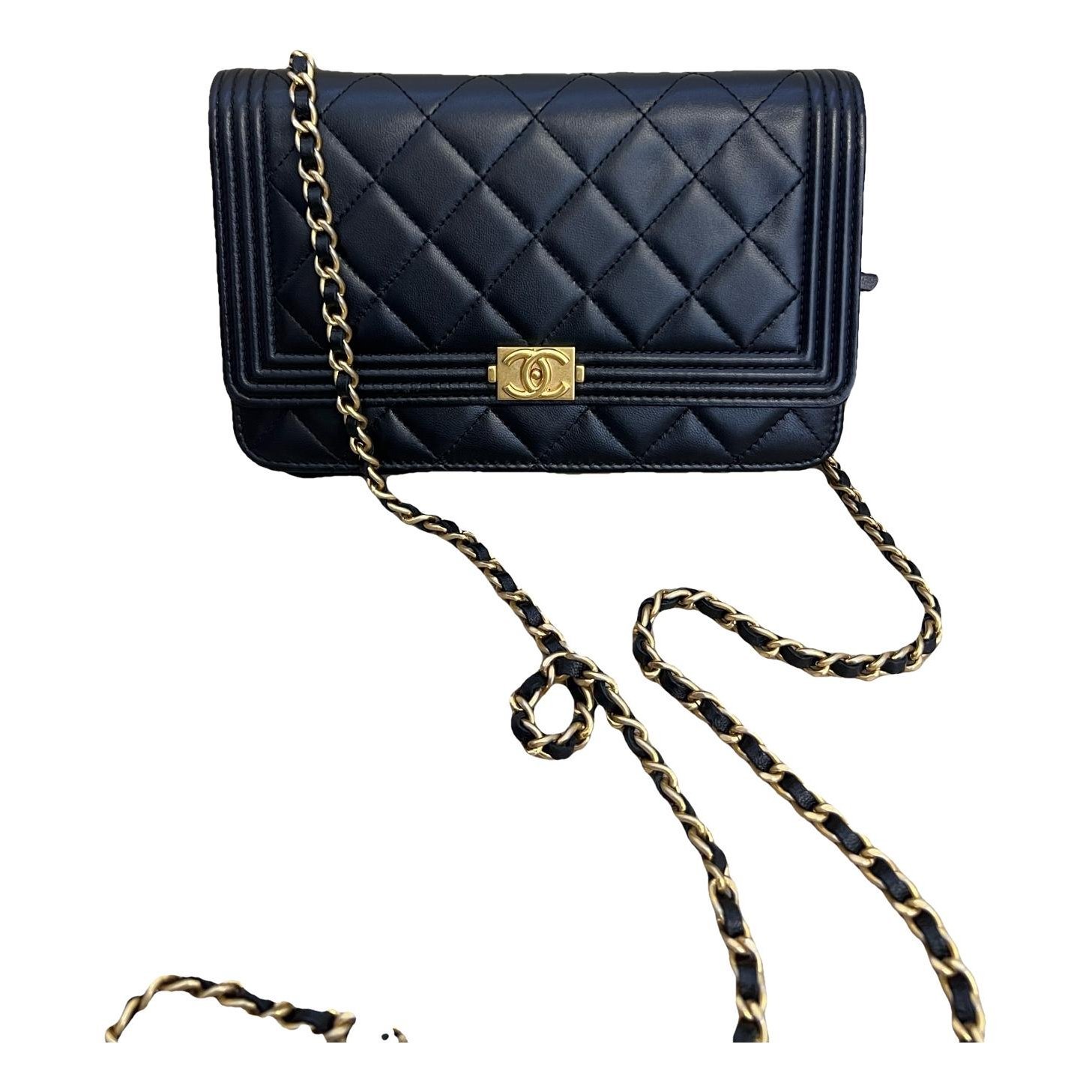 Wallet On Chain Boy Half Flap leather handbag