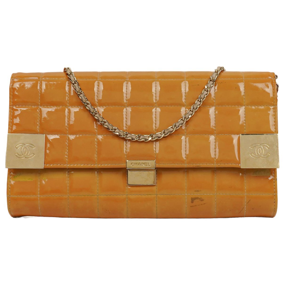 East West Chocolate Bar patent leather handbag