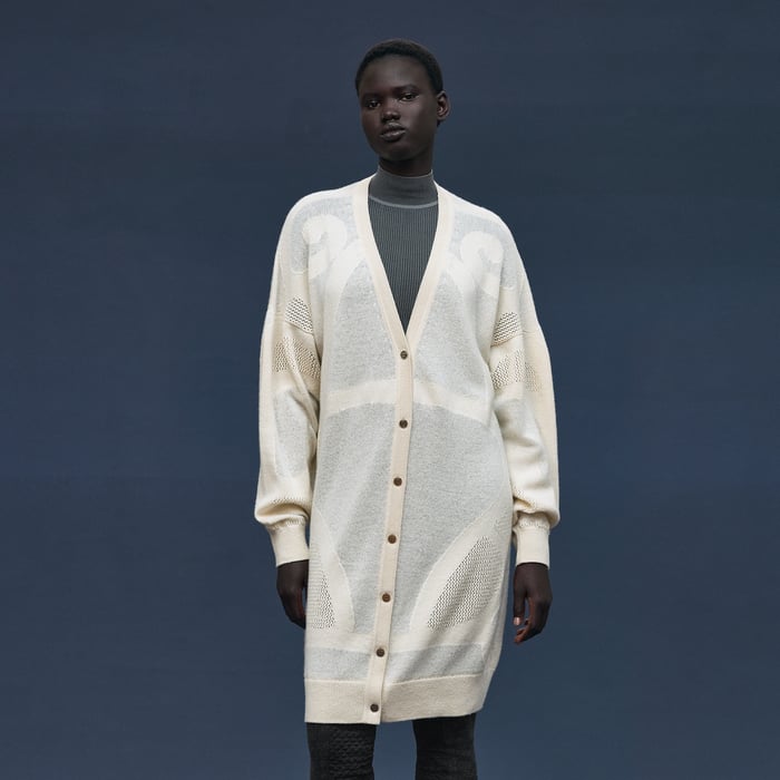 Blanc Naturel Long Cashmere Cardigan