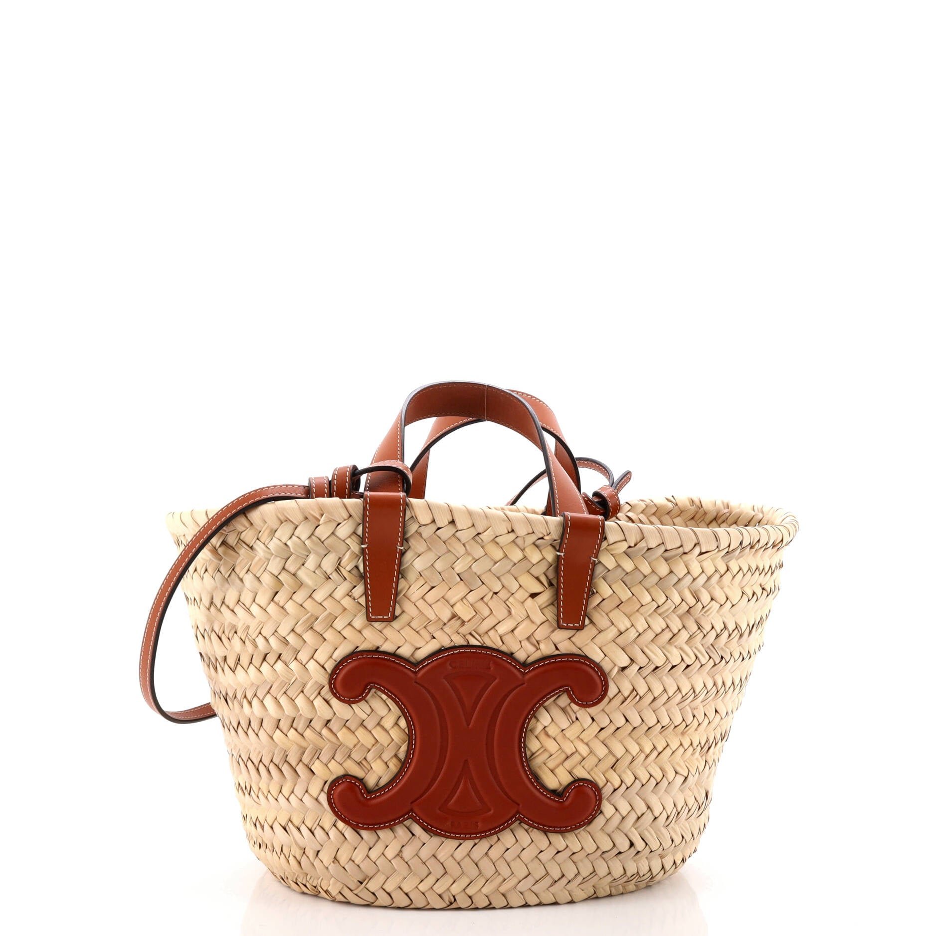 Classic Panier Basket Tote Raffia and Leather Teen