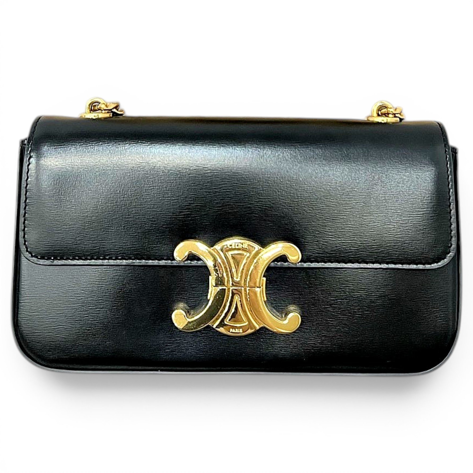 Celine Triomphe chain leather crossbody bag
