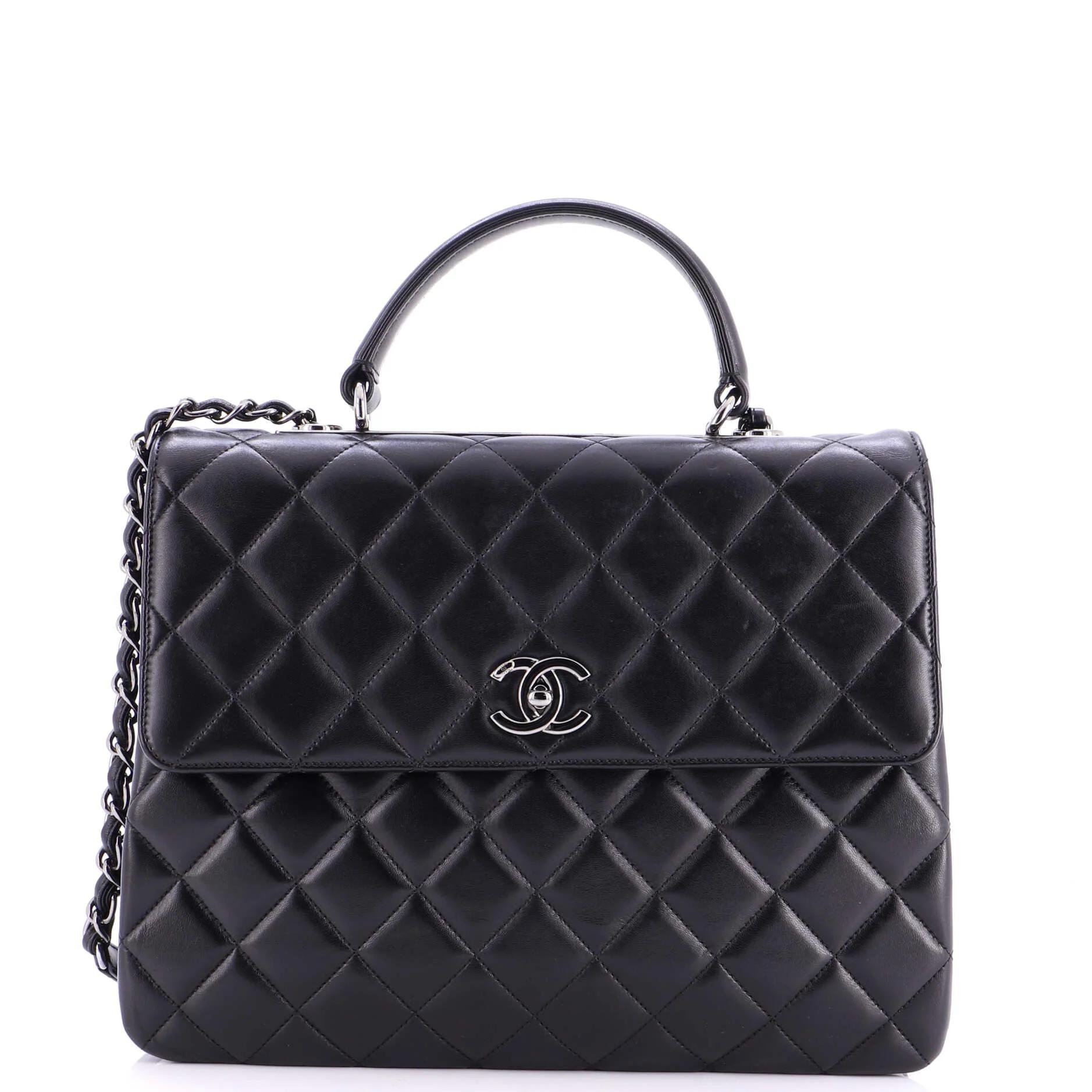 Trendy CC Top Handle leather handbag