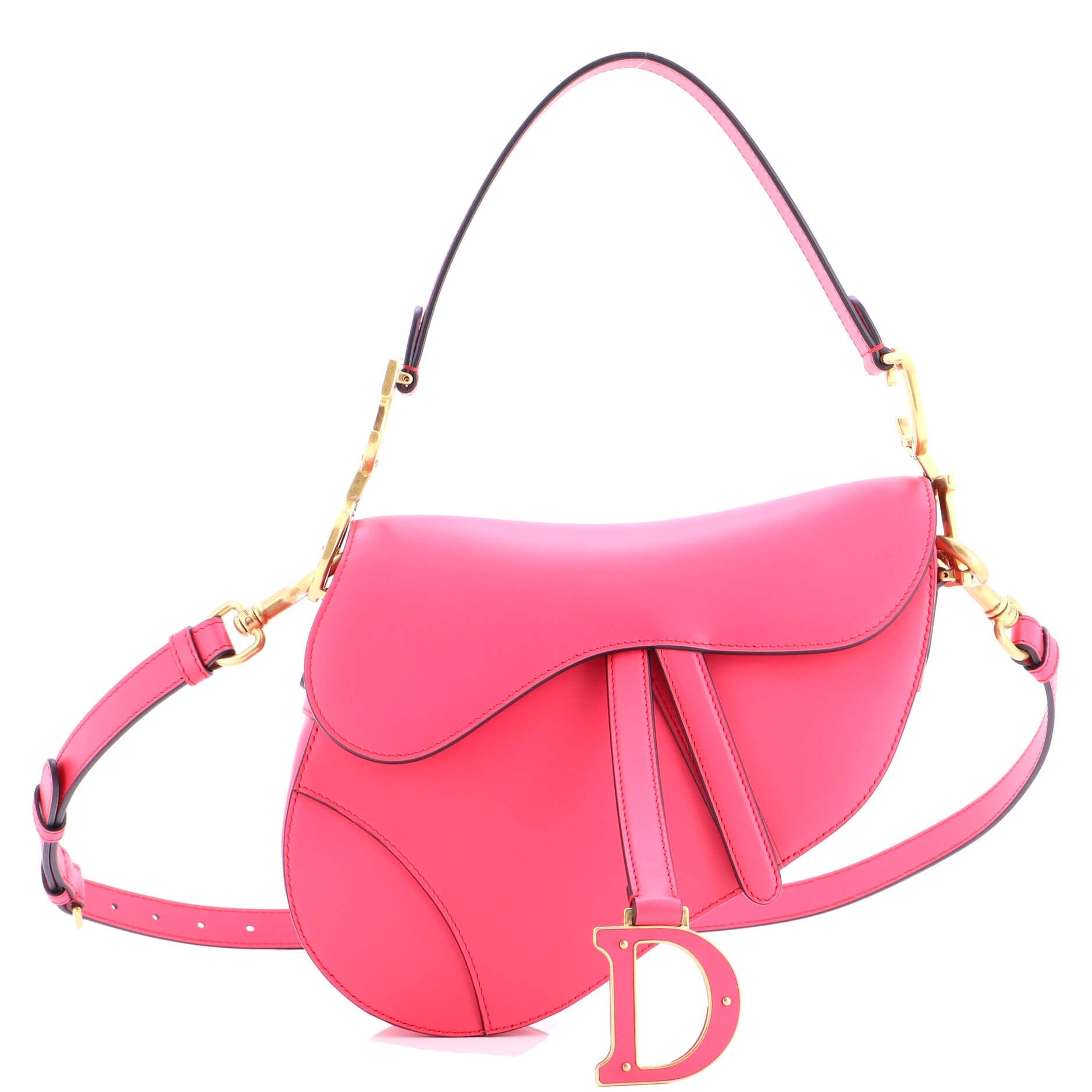 Dior Saddle Handbag with Strap Leather Medium