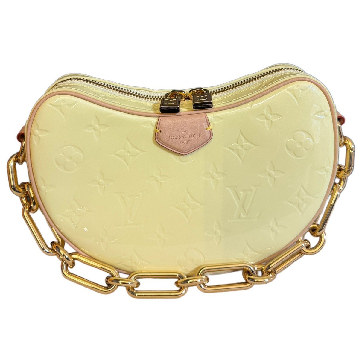Croissant patent leather handbag