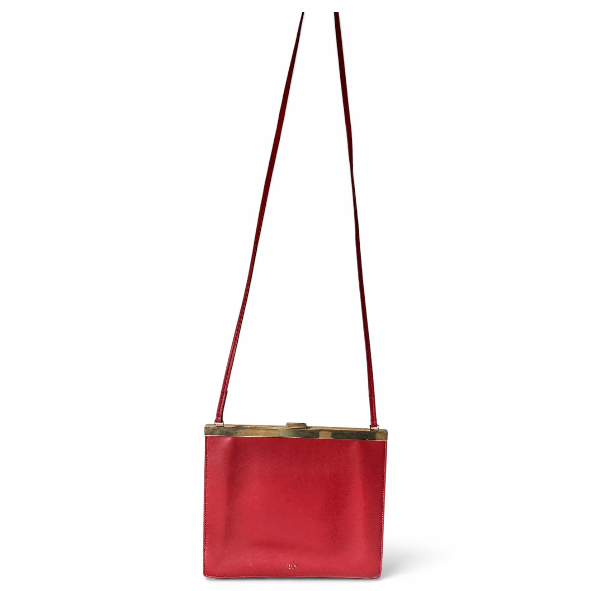 Clasp leather clutch bag