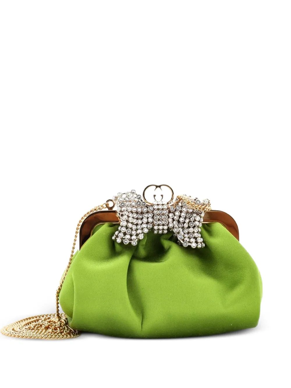 Crystal Bow Chain Satin clutch bag