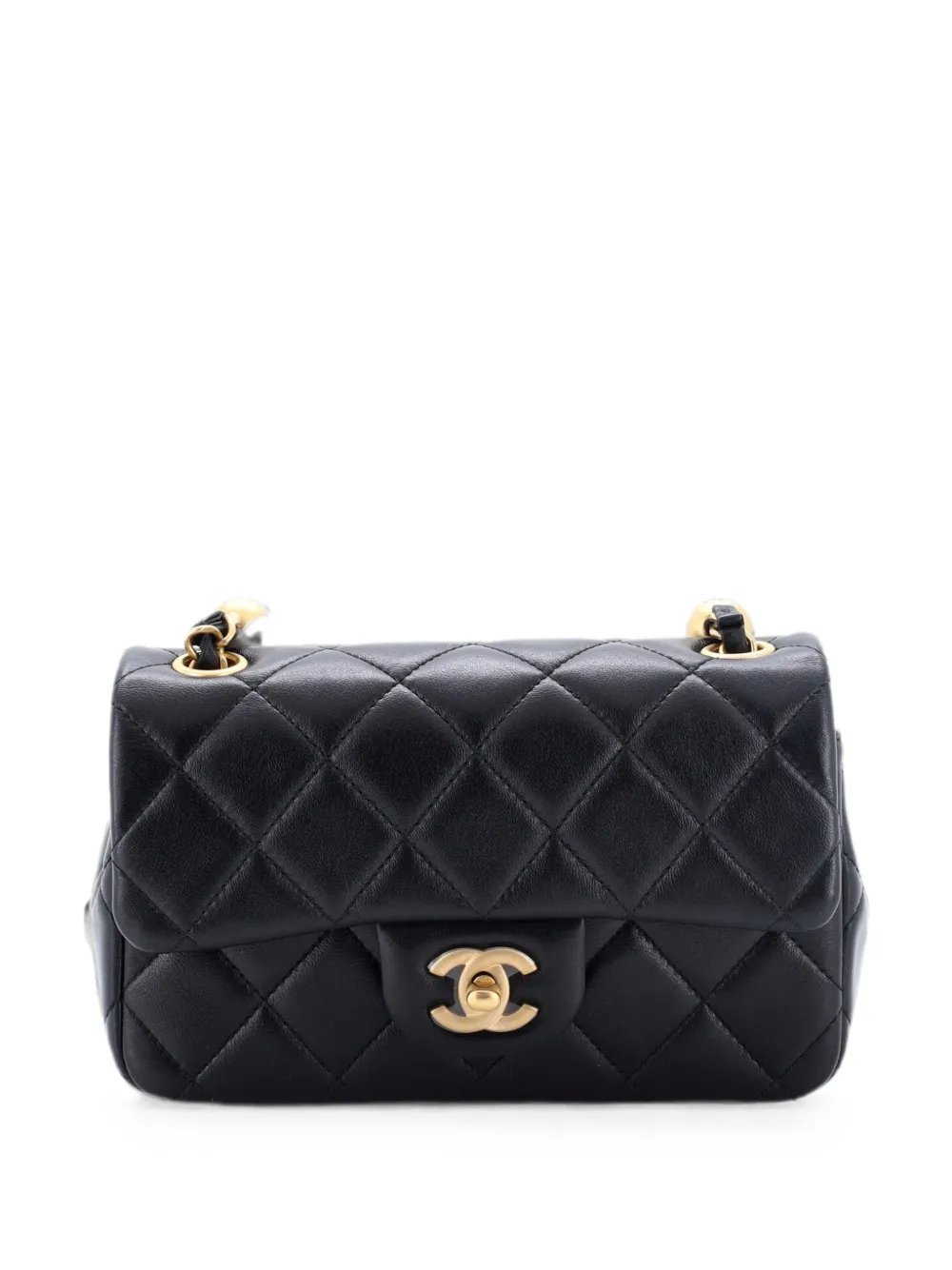 Pearl CC Flap Bag Quilted Lambskin Mini crossbody bag