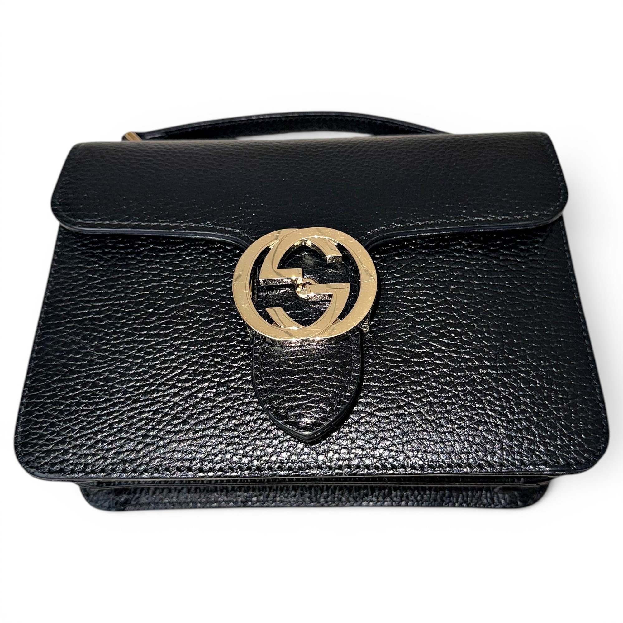 Interlocking leather handbag