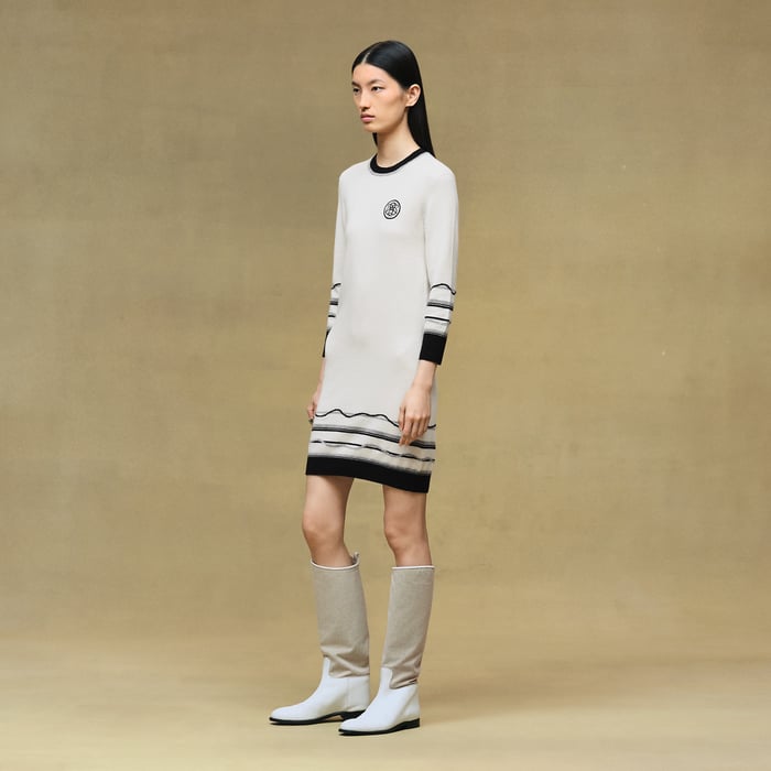 Blanc Nacre "Ex-libris" 3/4-sleeve Dress