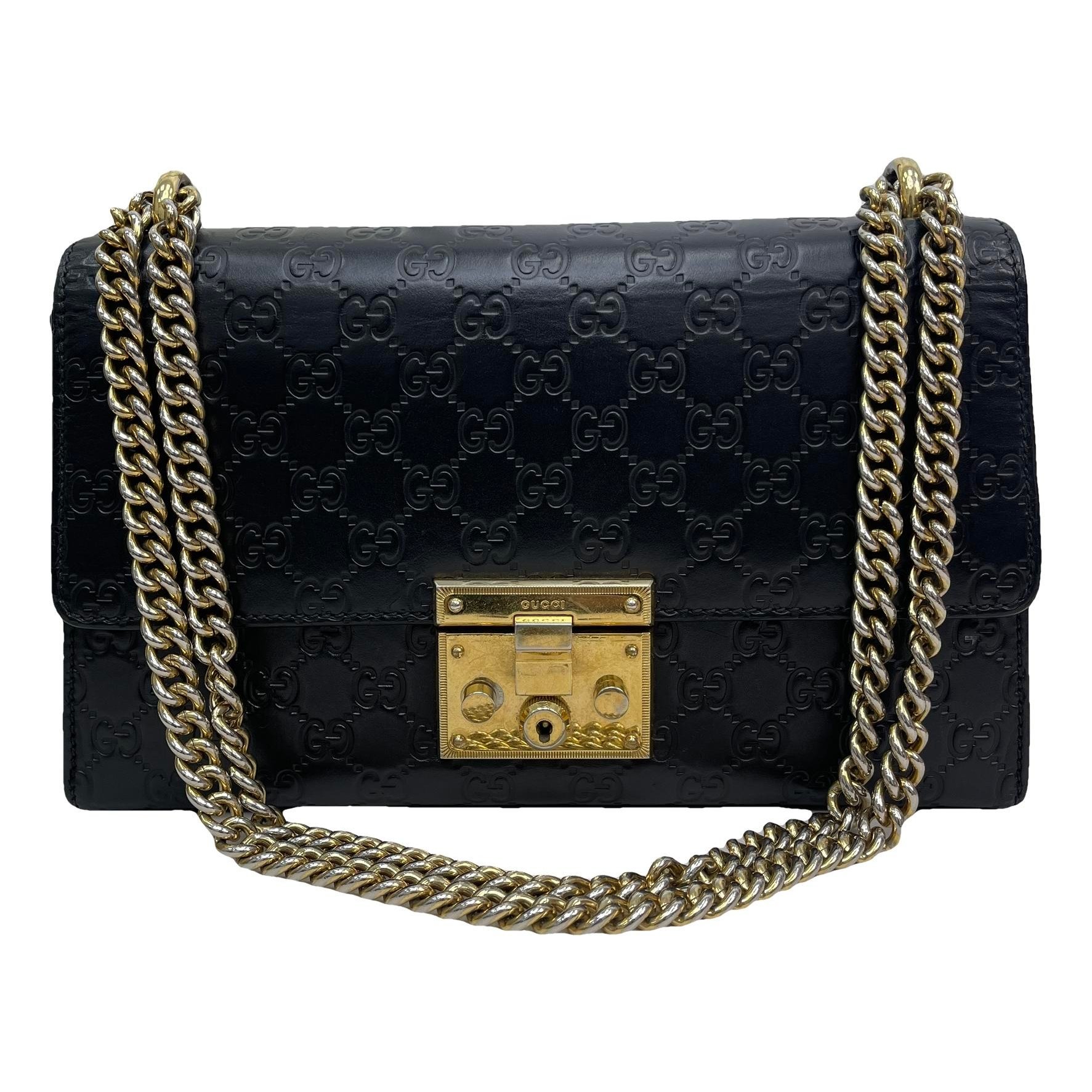 Padlock leather handbag