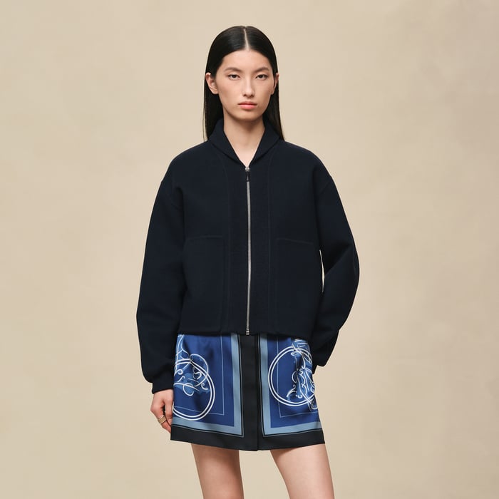 Bleu Noir Mixed Knit Jacket