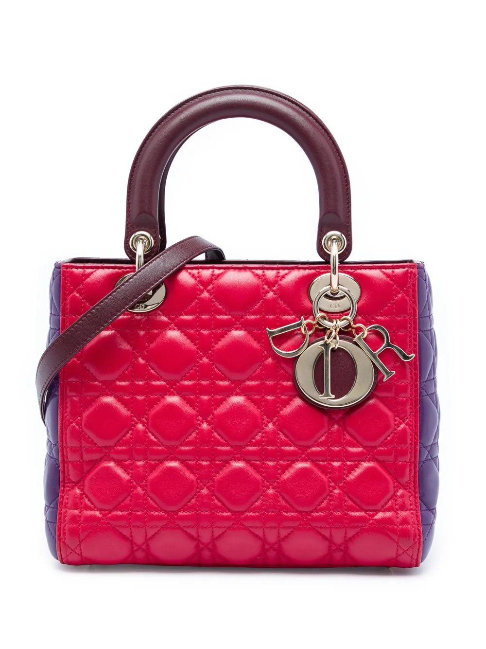2015 Medium Tricolor Lambskin Cannage Lady Dior satchel
