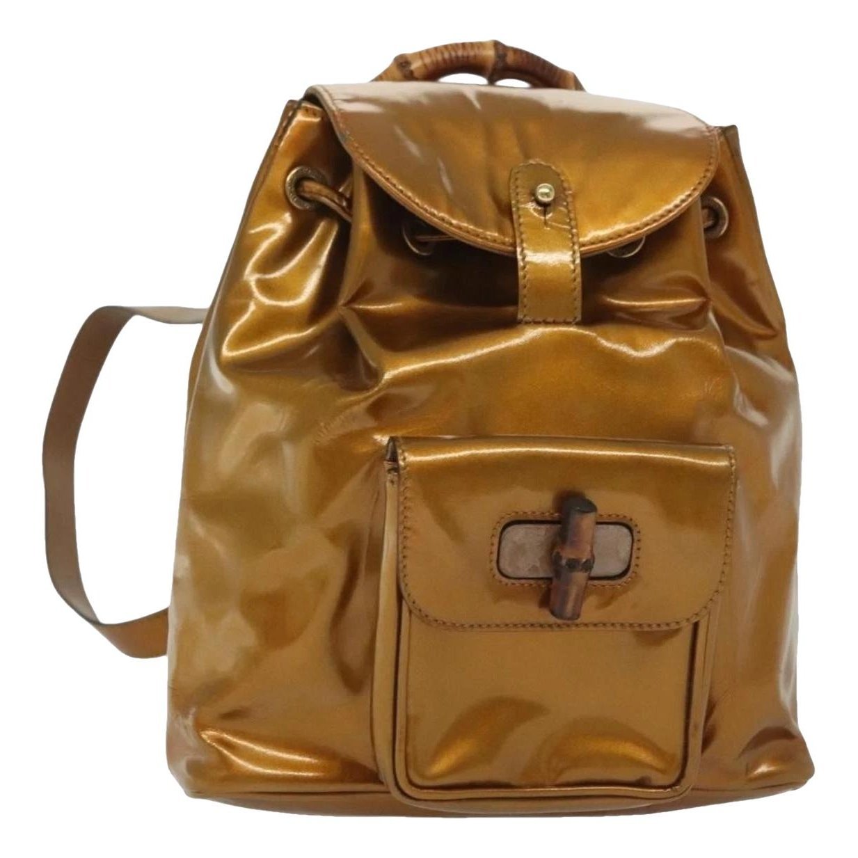 Patent leather backpack