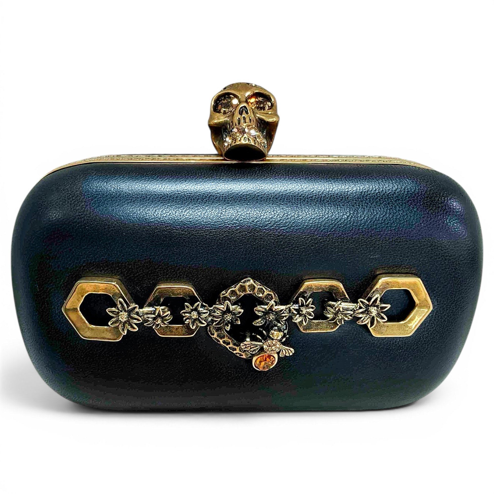 Knuckle leather clutch bag