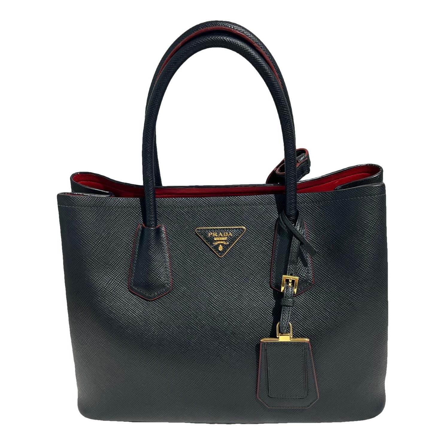Double leather handbag